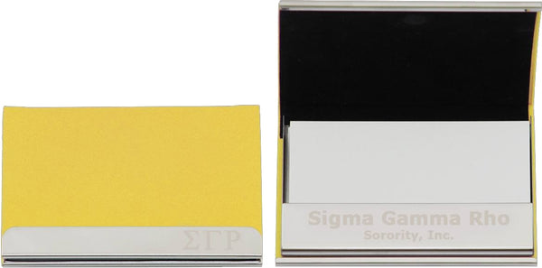 Sigma Gamma Rho Stainless Steel Business Card Holder With Leather [Yellow]