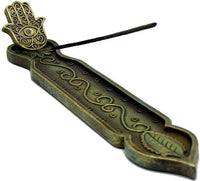 Lucky Hamsa Hand Boat Incense Burner [Bronze]