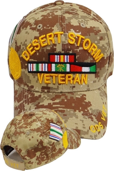 Desert Storm Veteran Ribbons With Medal Mens Cap [Desert Digital]