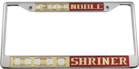 Daughters of Isis + Shriner Split License Plate Frame [Silver Standard Frame - Gold/Silver/Red/Gold]