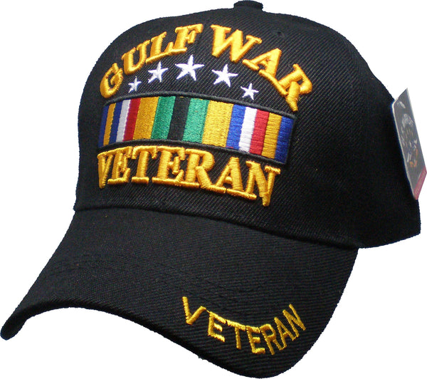 Gulf War Veteran Stars Ribbon Mens Cap [Black]