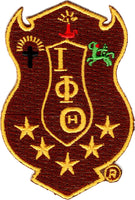 Iota Phi Theta Shield Emblem Iron-On Patch [Brown]