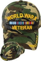 World War II Veteran Ribbon Shadow Mens Cap [Baseball Cap - Woodland Camouflage]