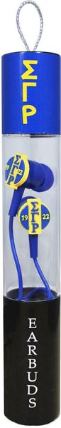 Sigma Gamma Rho Greek Beats Performance Ear Buds With Microphone [Blue]