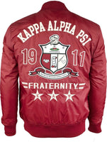 Big Boy Kappa Alpha Psi Divine 9 S1 Bomber Flight Mens Jacket [Crimson Red]