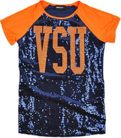 Big Boy Virginia State Trojans Ladies Sequins Tee [Navy Blue]