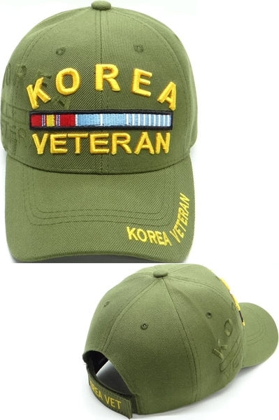 Korea War Veteran Ribbon Shadow Mens Cap [Baseball Cap - Olive Green]