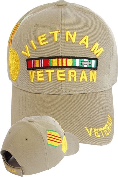 Vietnam Veteran Ribbons With Color Medal Mens Cap [Khaki/Gold] – TCEShop