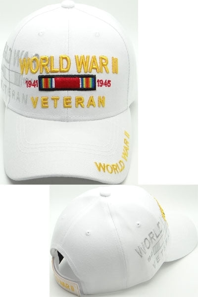 World War II 1941-1945 Ribbons Shadow Mens Cap [Baseball Cap - White]