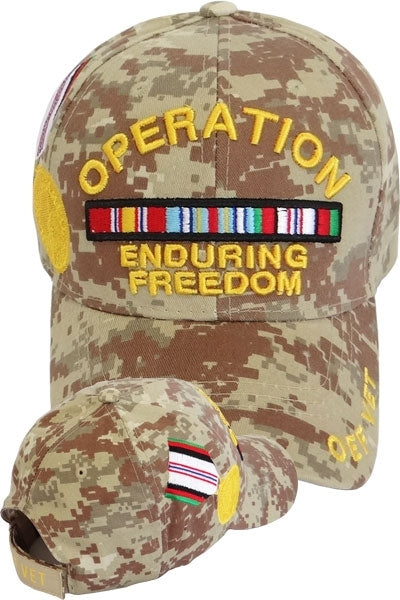 Operation Enduring Freedom Vet Ribbons With Medal Mens Cap [Desert Digital]