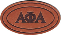 Alpha Phi Alpha Genuine Leather Oval Emblem Iron-On Patch [Brown]