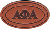 Alpha Phi Alpha Genuine Leather Oval Emblem Iron-On Patch [Brown]