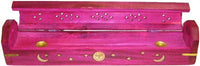 New Age Carved Coffin Brass Inlay Ash Catcher Incense Stick & Cone Holder [Pink]