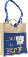 Sigma Gamma Rho Lady Pocket Jute Bag [Gold/Blue]