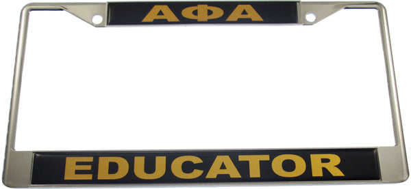 Alpha Phi Alpha Educator Domed License Plate Frame [Silver]