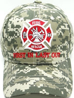 Fire Rescue First In Last Out Mens Cap [Digital Camouflage]