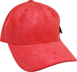 Plain Faux Suede Leather Mens Baseball Cap [Curved Bill - Red]