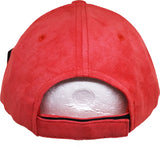 Plain Faux Suede Leather Mens Baseball Cap [Curved Bill - Red]