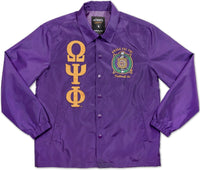 Big Boy Omega Psi Phi Divine 9 Waterproof Mens Coach/Line Jacket [Purple]