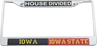 Iowa + Iowa State House Divided Split License Plate Frame [Silver]