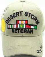 Desert Storm Veteran Ribbons With Medal Mens Cap [Beige/Black]