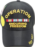 Operation Enduring Freedom Vet Medal Shadow Jersey Mesh Mens Cap [Baseball Cap - Black]