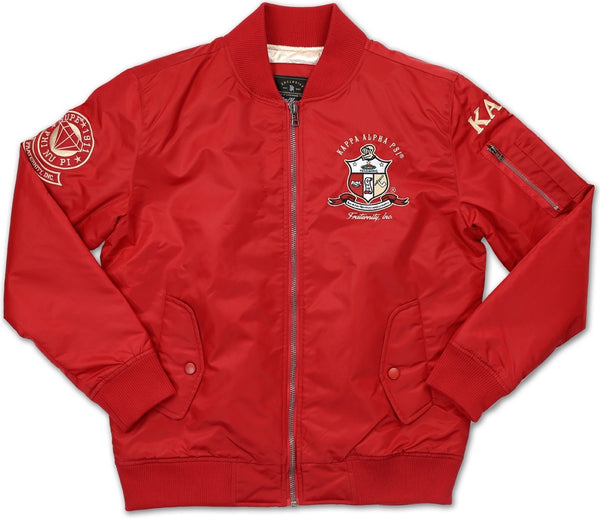 Big Boy Kappa Alpha Psi Divine 9 S2 Bomber Flight Mens Jacket [Crimson Red]