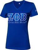 Zeta Phi Beta Luxury Embroidered Womens Tee [Blue]