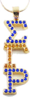 Sigma Gamma Rho Drop Letter Crystal Pendant With Chain [Gold]