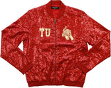 Big Boy Tuskegee Golden Tigers Ladies Sequins Jacket [Crimson Red]