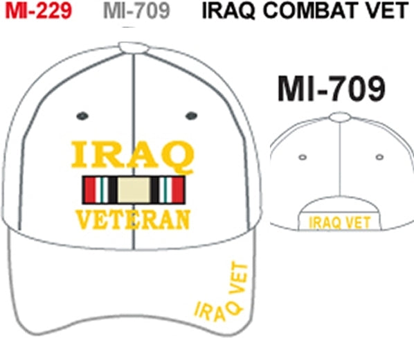 Iraq Veteran Ribbon Mens Cap [White]