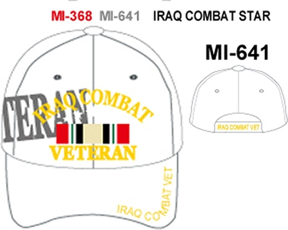 Iraq Combat Veteran Ribbon Text Shadow Mens Cap [Baseball Cap - White]