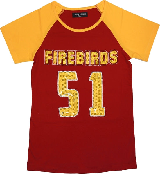 Big Boy District of Columbia Firebirds Ladies Sequins Patch Tee [Crimson Red]