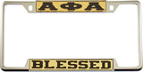 Alpha Phi Alpha Blessed License Plate Frame [Decal Visible Frame - Gold/Black]