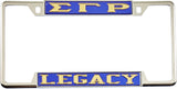 Sigma Gamma Rho Legacy License Plate Frame [Decal Visible Frame - Blue/Gold]