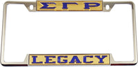 Sigma Gamma Rho Legacy License Plate Frame [Decal Visible Frame - Gold/Blue]