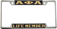 Alpha Phi Alpha Life Member License Plate Frame [Decal Visible Frame - Black/Gold]