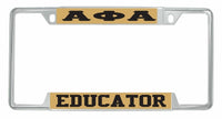 Alpha Phi Alpha Educator License Plate Frame [Decal Visible Frame - Gold/Black]