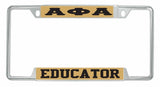 Alpha Phi Alpha Educator License Plate Frame [Decal Visible Frame - Gold/Black]