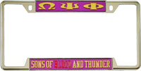 Omega Psi Phi Sons Of Blood And Thunder License Plate Frame [Decal Visible Frame - Purple/Gold]