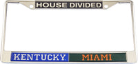 Kentucky + Miami House Divided Split License Plate Frame [Silver]