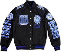 Big Boy Zeta Phi Beta Centennial Divine 9 S9 Ladies Twill Racing Jacket [Black]