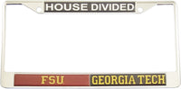 Florida State + Georgia Tech House Divided Split License Plate Frame [Silver]