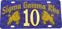 Sigma Gamma Rho Printed Line #10 License Plate [Blue]