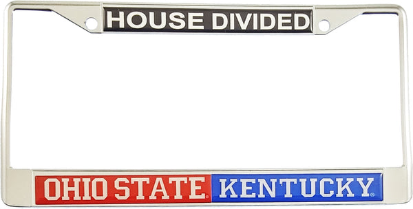 Ohio State + Kentucky House Divided Split License Plate Frame [Silver]