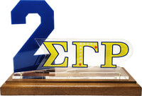 Sigma Gamma Rho Acrylic Desktop Line #2 With Wooden Base [Brown]