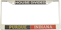 Purdue + Indiana House Divided Split License Plate Frame [Silver]