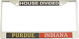 Purdue + Indiana House Divided Split License Plate Frame [Silver]