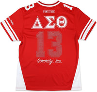 Big Boy Delta Sigma Theta Divine 9 Rhinestud S13 Ladies Football Jersey [Red]