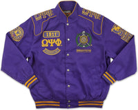 Big Boy Omega Psi Phi Divine 9 S10 Mens Twill Racing Jacket [Purple]